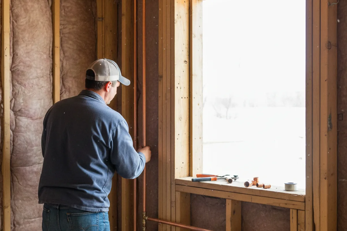 Licensed plumber running new copper supply lines in a Damascus home